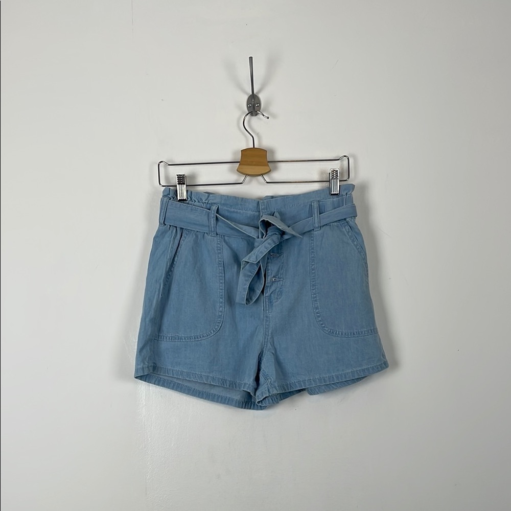 Hayden Los Angeles Paperbag High Rise Belted Light Blue Women's L Casual Shorts